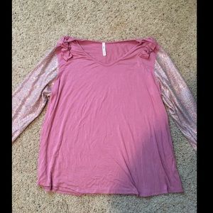 Now N Forever Mauve Sequin Sleeve Top